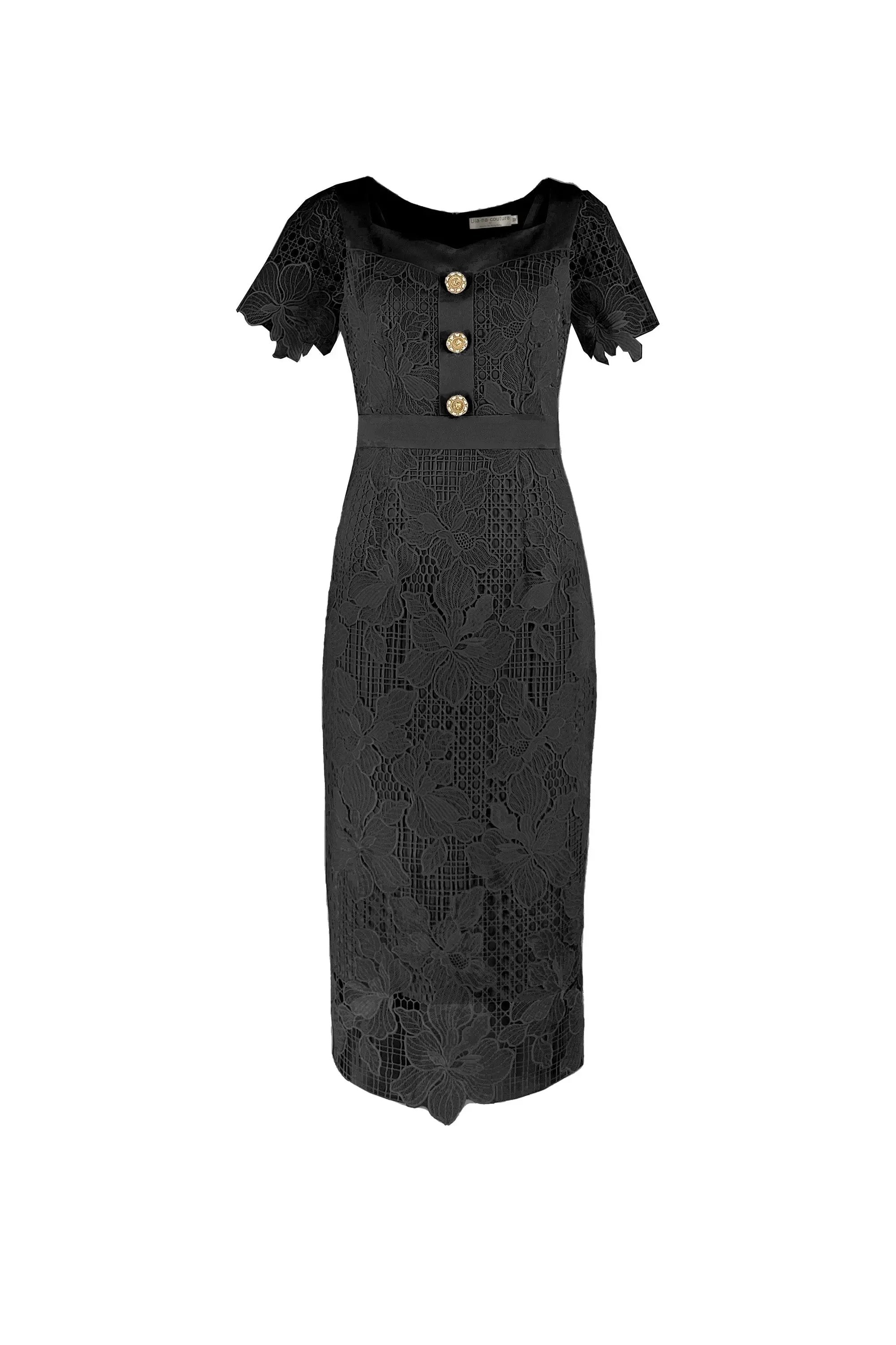 Ladies' Elegant Summer Temperament Square Collar Lace Waist Skirt ULA